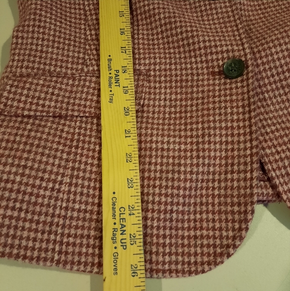 Talbots Wool Blend Equestrian Blazer Jacket Size 12 Pink Wine Houndstooth Lined - Picture 14 of 14